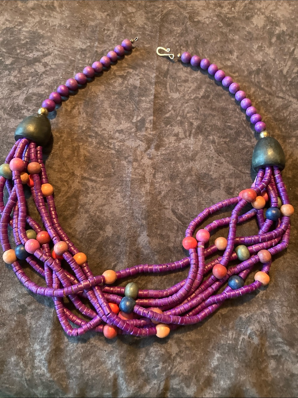 Boho Handcrafted Purple Multi-Strand Beaded Necklace